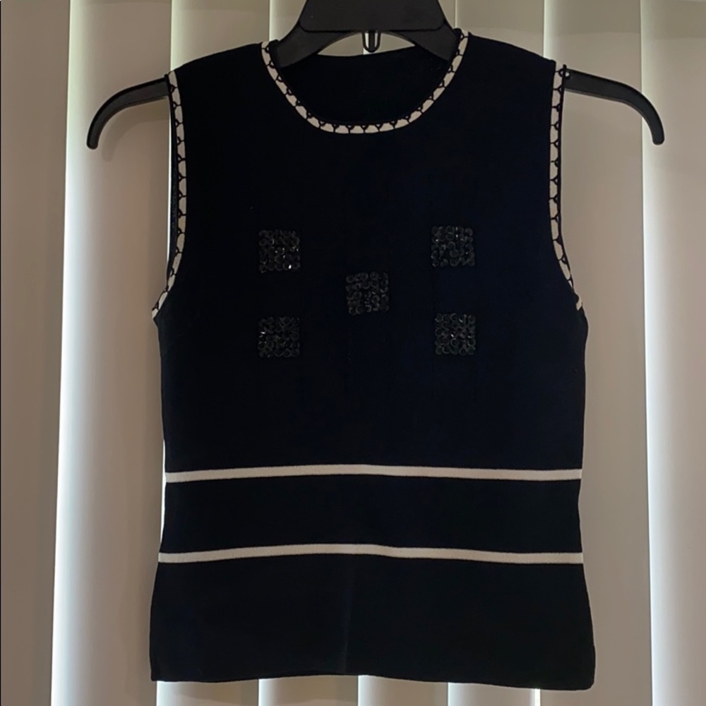 Black white sequin sweater vest top